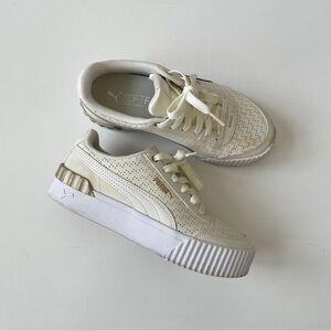 Puma Carina Lift Leather Sneaker - Women's Shoe White / Gold, Size 6.5